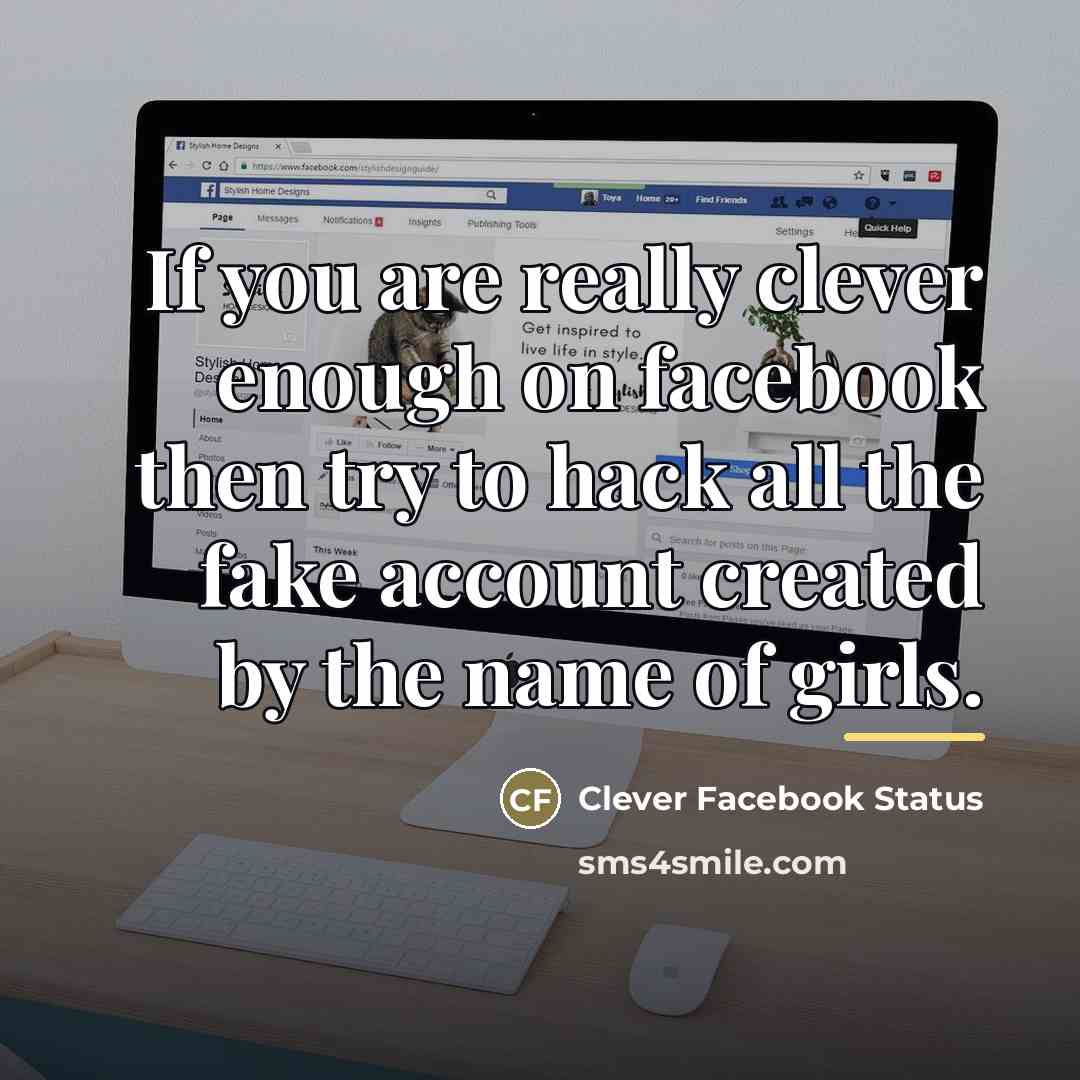 “If you are really clever enough on facebook then try…” quote by Clever Facebook Status