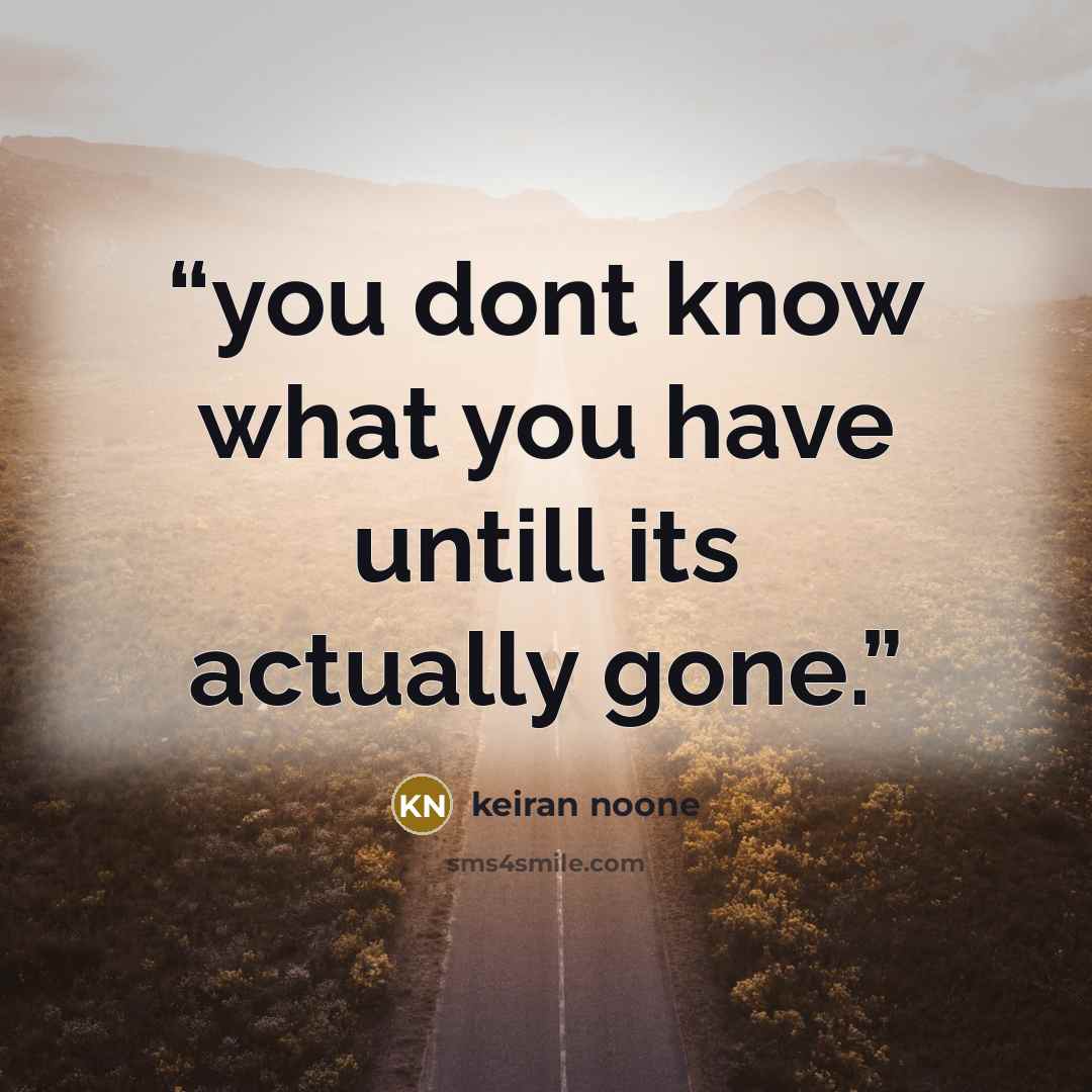 “you dont know what you have untill its actually gone.” quote by keiran noone