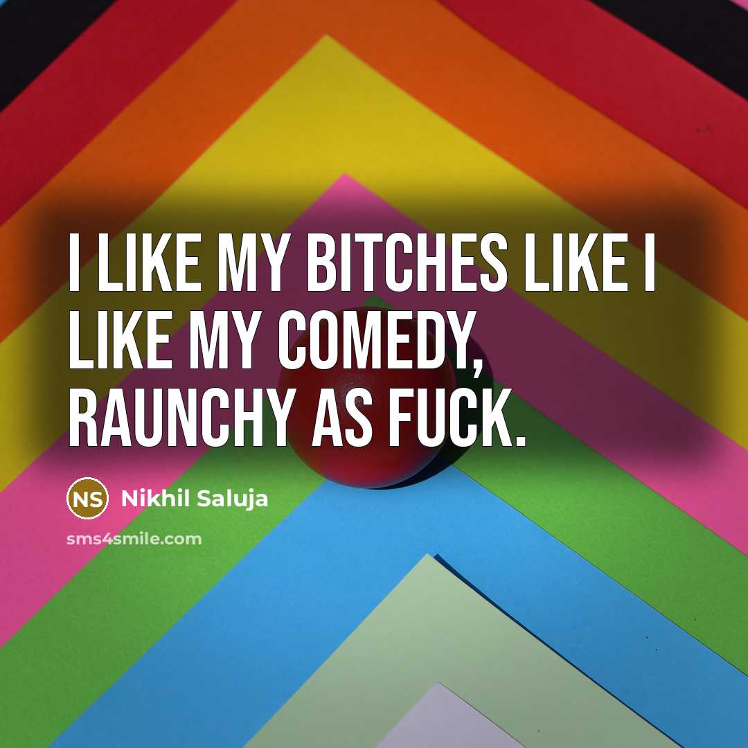 “I like my bitches like I like my comedy, raunchy as fuck.” quote by Nikhil Saluja