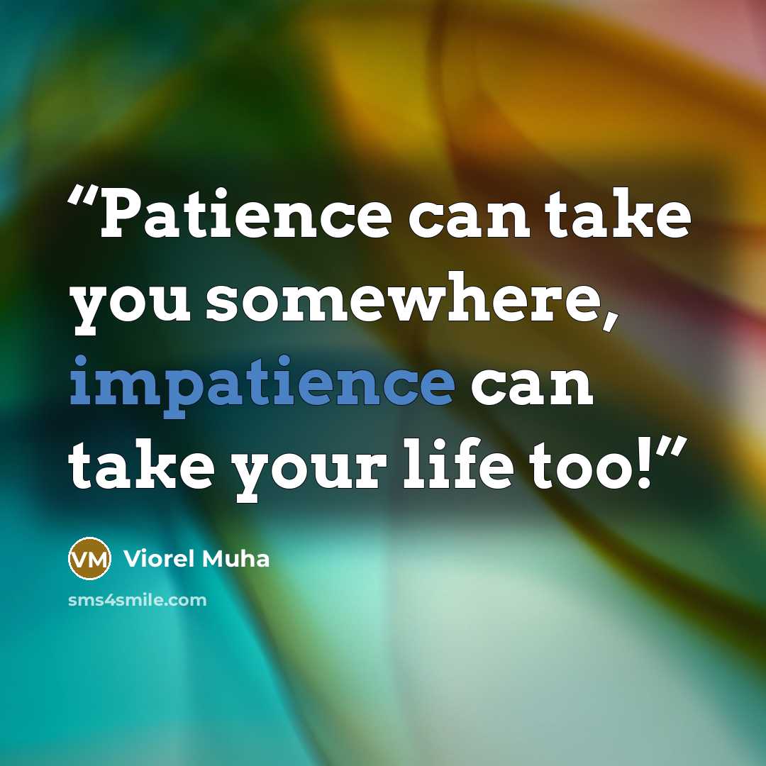 “Patience can take you somewhere, impatience can take your life too!” quote by Viorel Muha