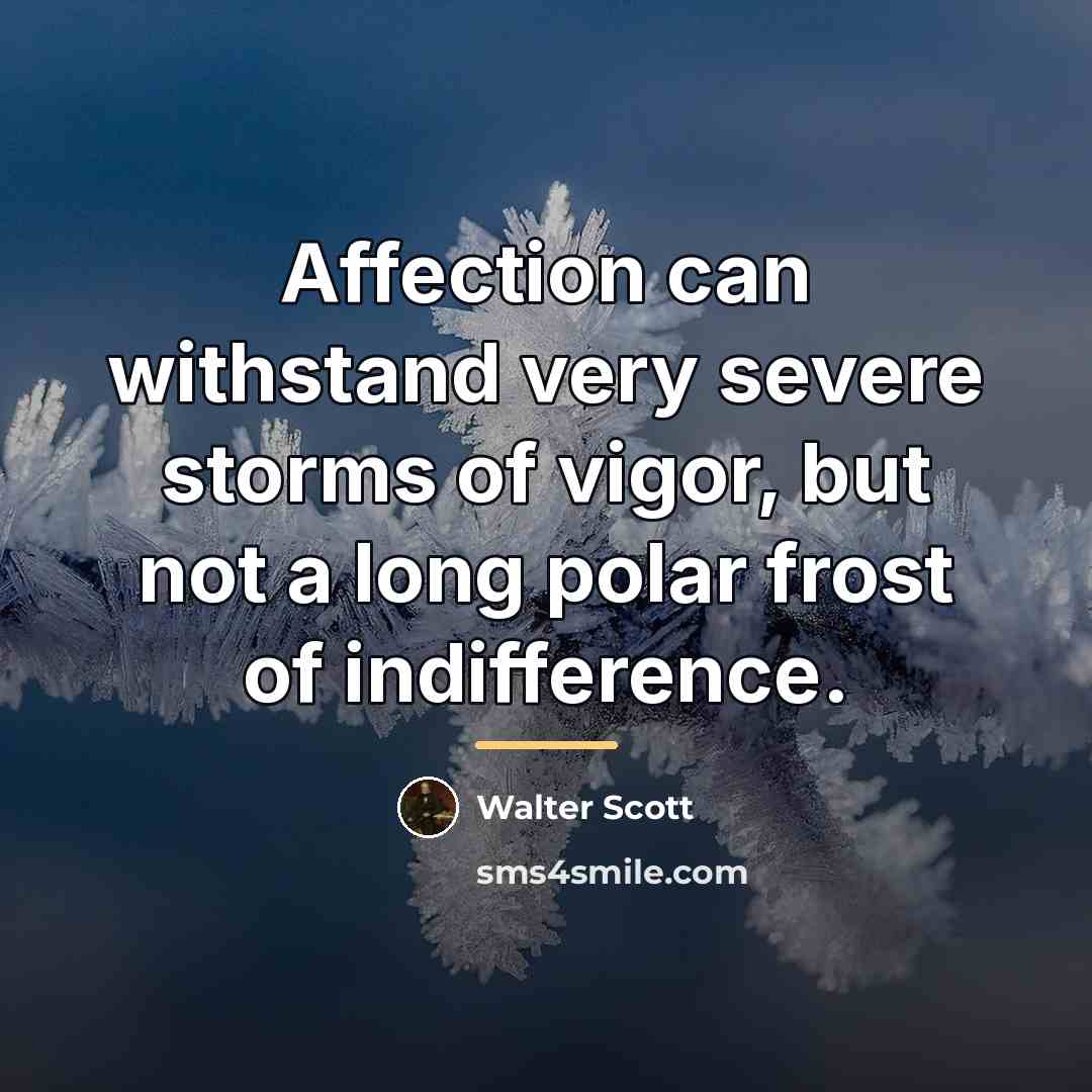 “Affection can withstand very severe storms of vigor, but not…” quote by Walter Scott
