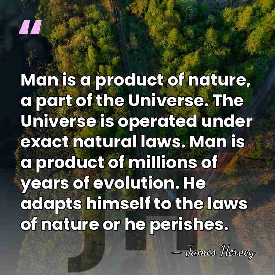 Man is a product of nature, a part of the Universe. The&hellip; - James Hervey