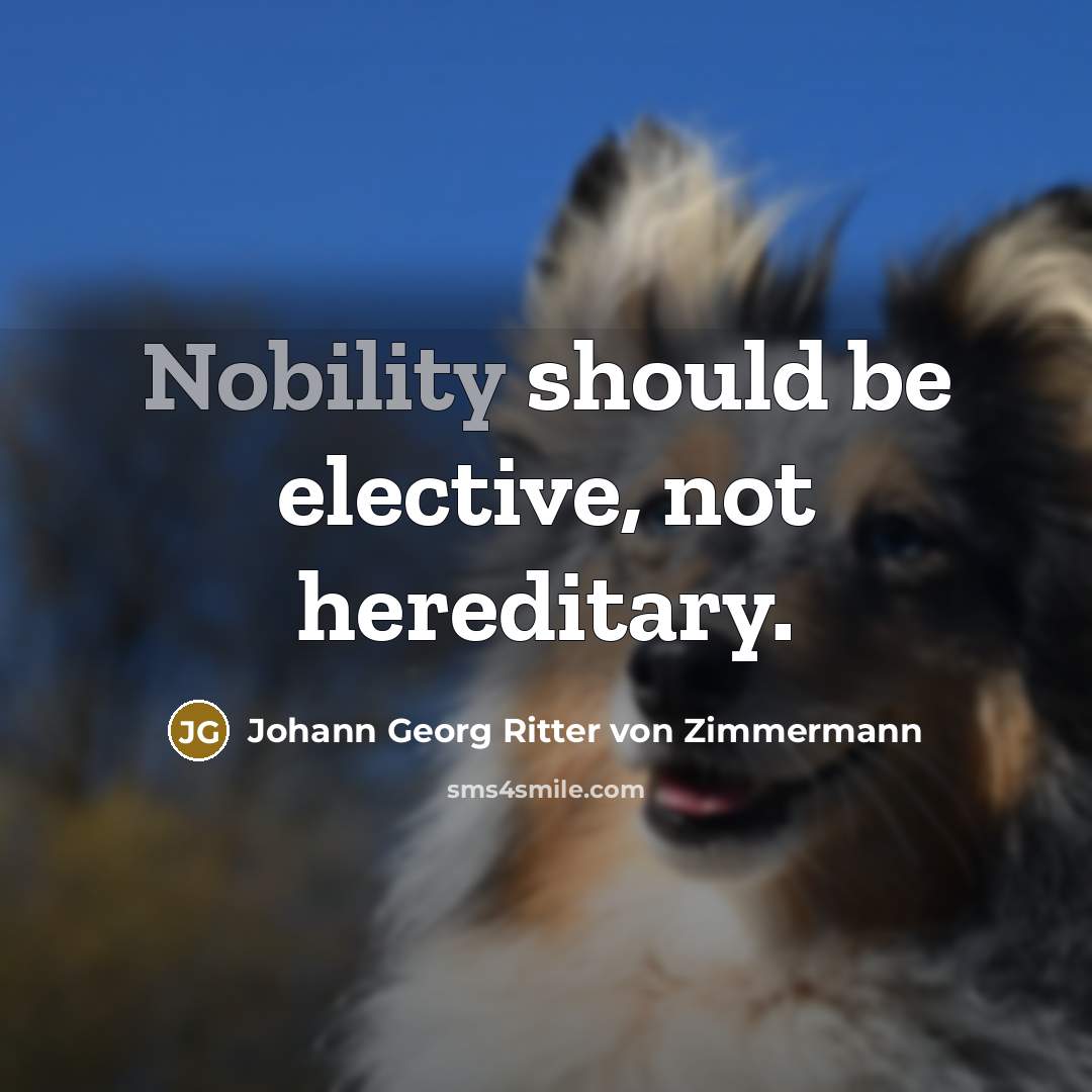 “Nobility should be elective, not hereditary.…” quote by Johann Georg Ritter von Zimmermann