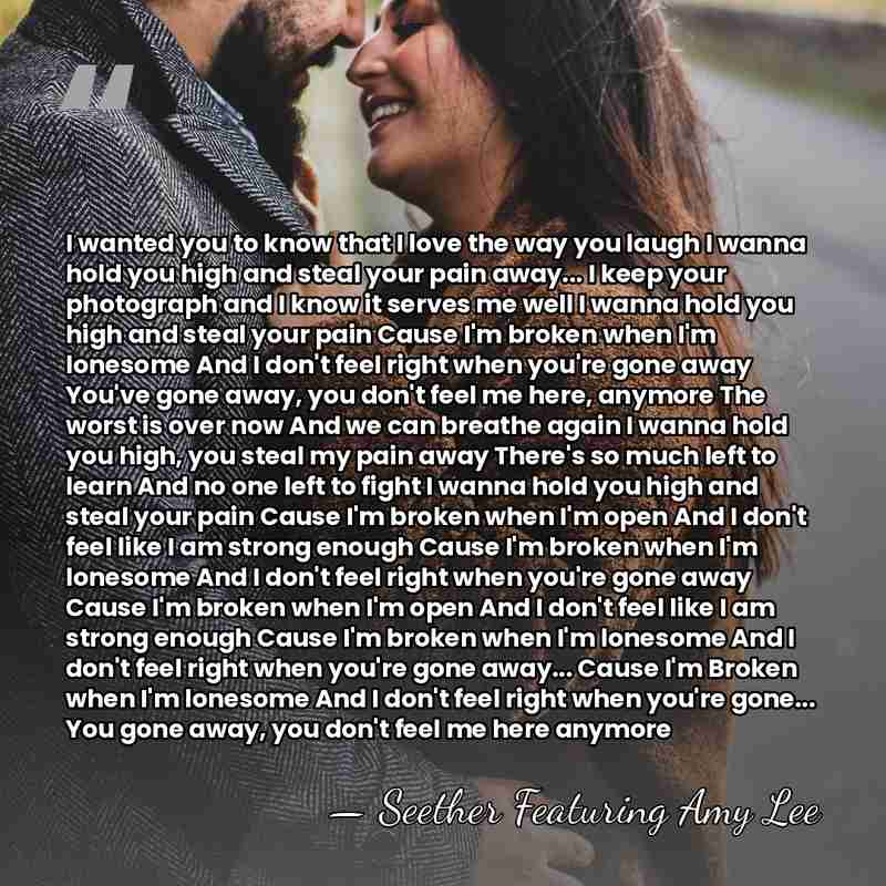 I wanted you to know that I love the way you laugh&hellip; - Seether Featuring Amy Lee