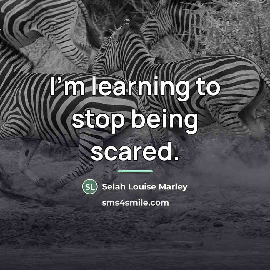 “I'm learning to stop being scared.…” quote by Selah Louise Marley