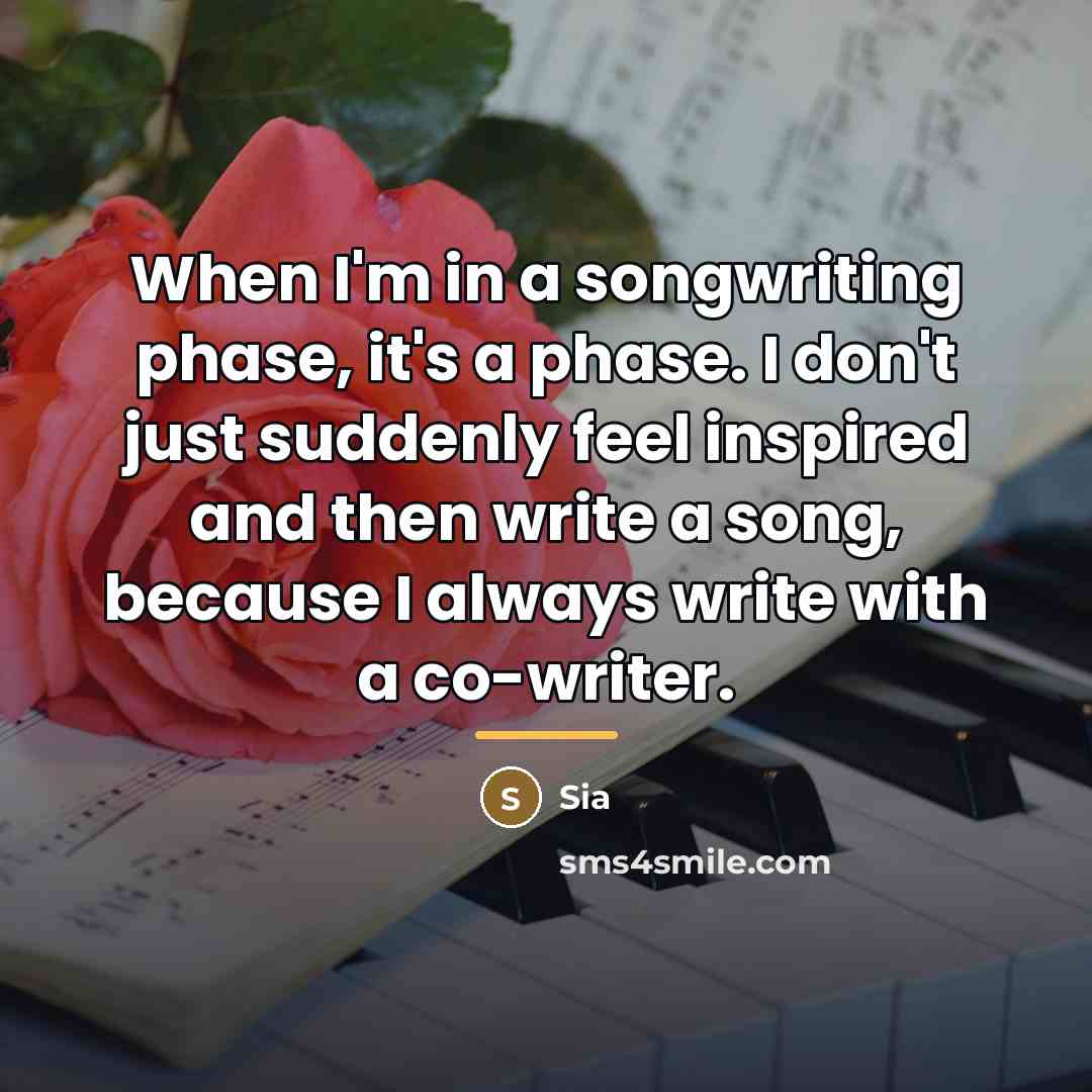 “When I'm in a songwriting phase, it's a phase. I…” quote by Sia