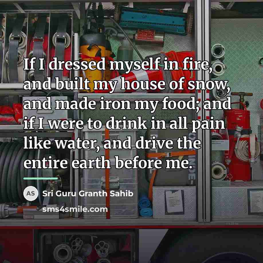 “If I dressed myself in fire, and built my house…” quote by Sri Guru Granth Sahib