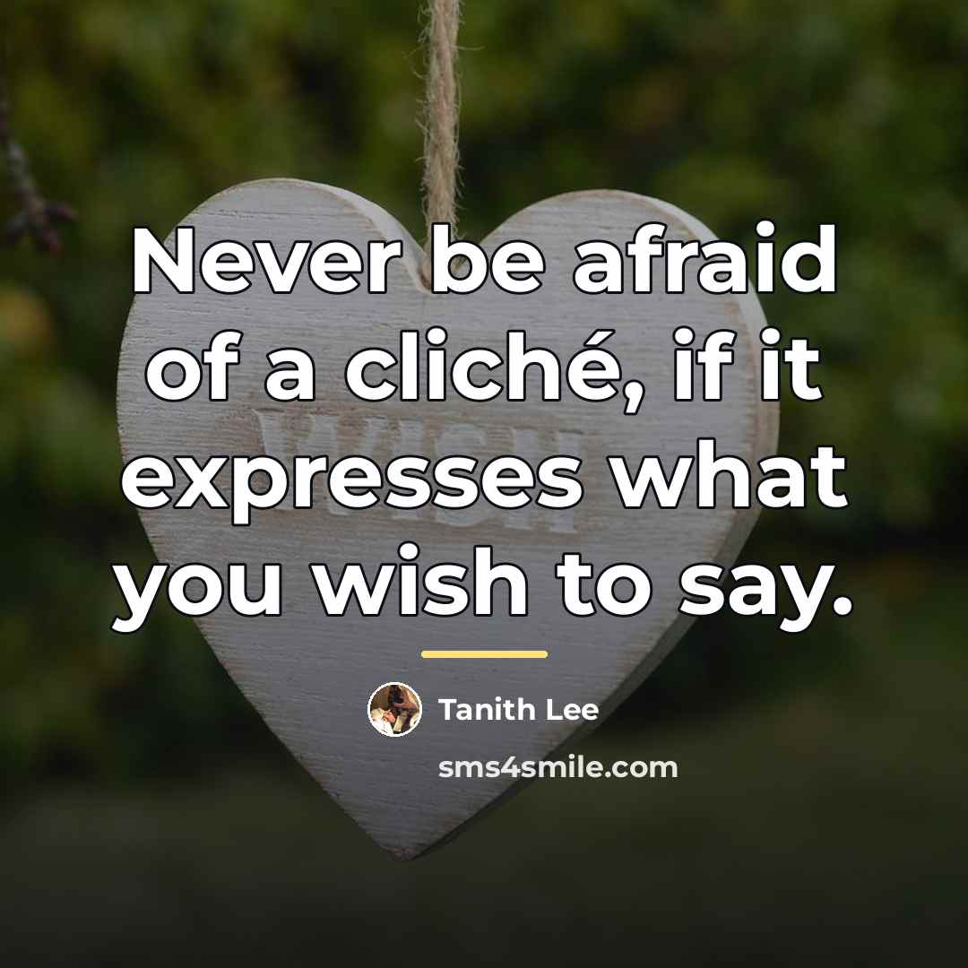 “Never be afraid of a cliché, if it expresses what…” quote by Tanith Lee