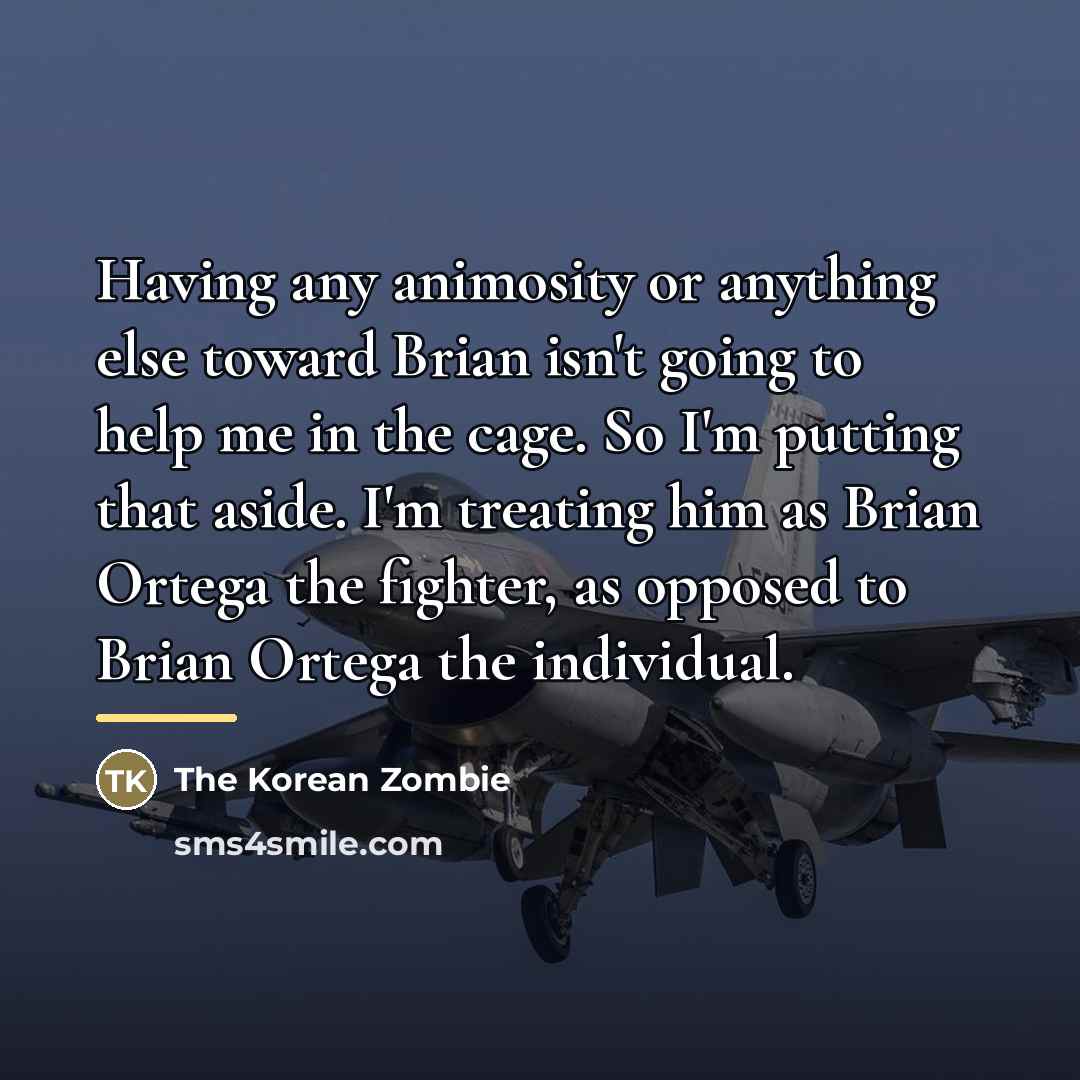“Having any animosity or anything else toward Brian isn't going…” quote by The Korean Zombie