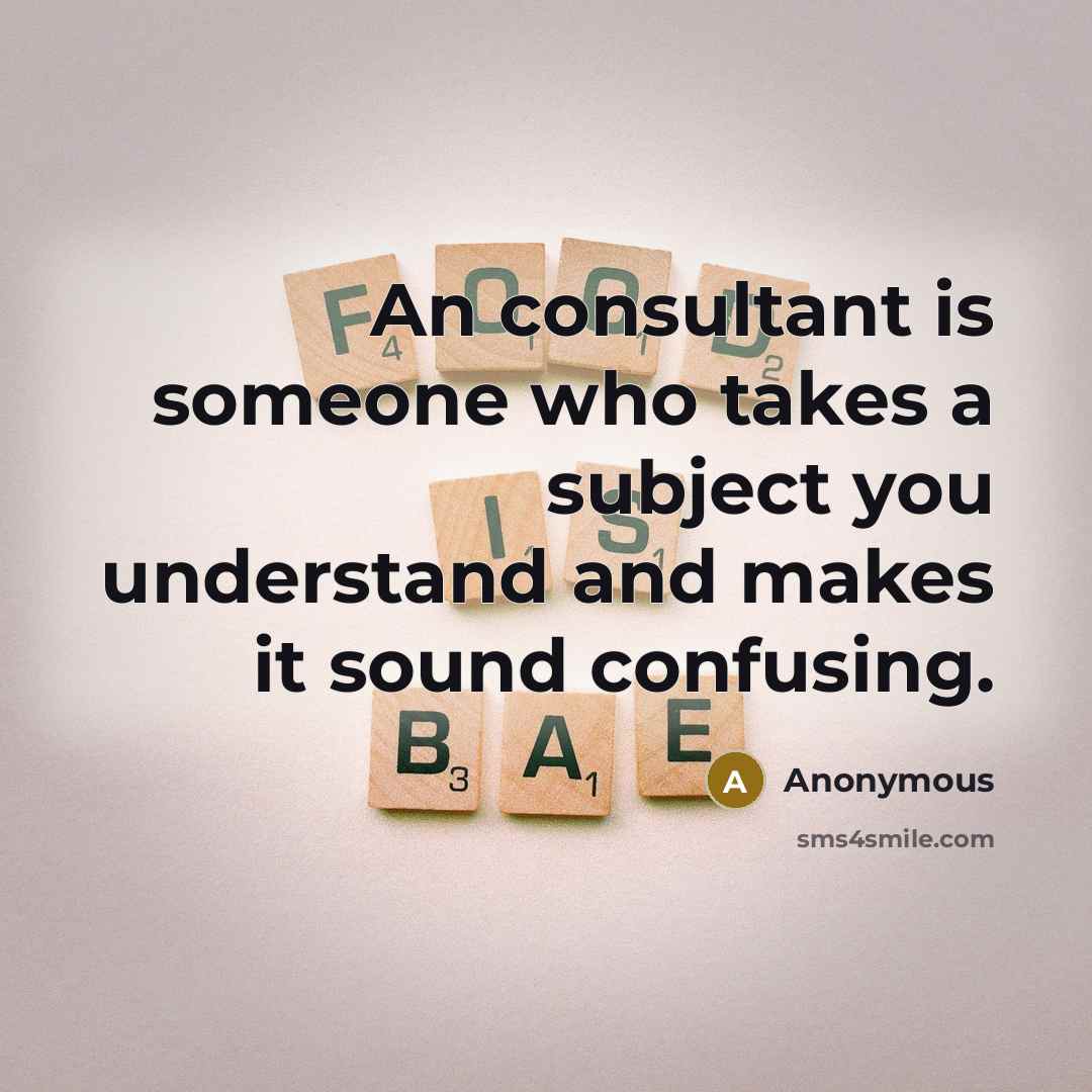 “An consultant is someone who takes a subject you understand…” quote by Anonymous