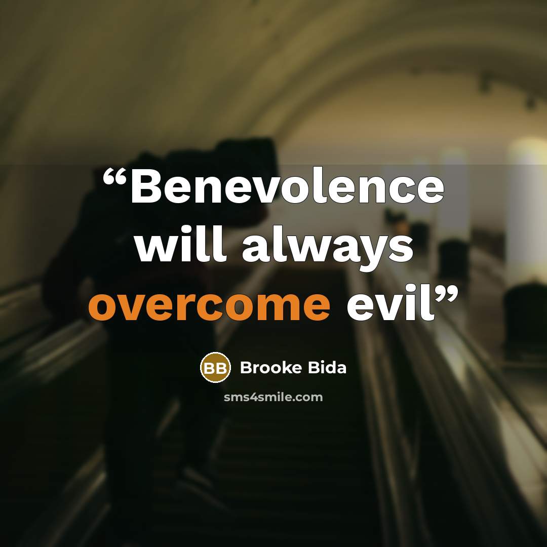 “Benevolence will always overcome evil” quote by Brooke Bida