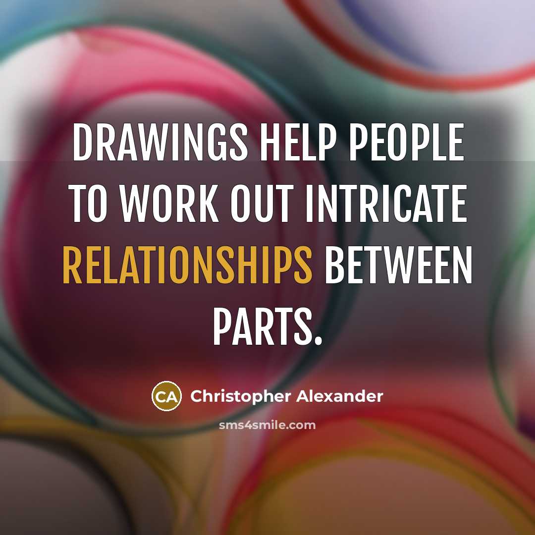 “Drawings help people to work out intricate relationships between parts.” quote by Christopher Alexander