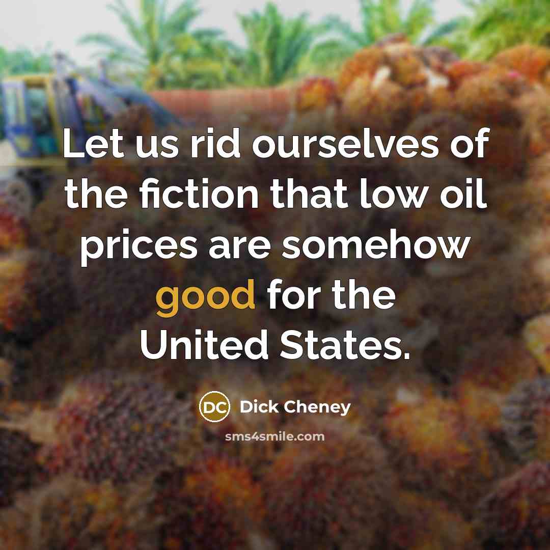 “Let us rid ourselves of the fiction that low oil prices are somehow good for the United States.” quote by Dick Cheney