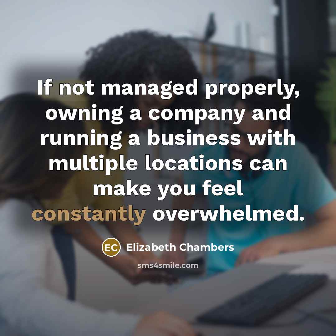 “If not managed properly, owning a company and running a…” quote by Elizabeth Chambers