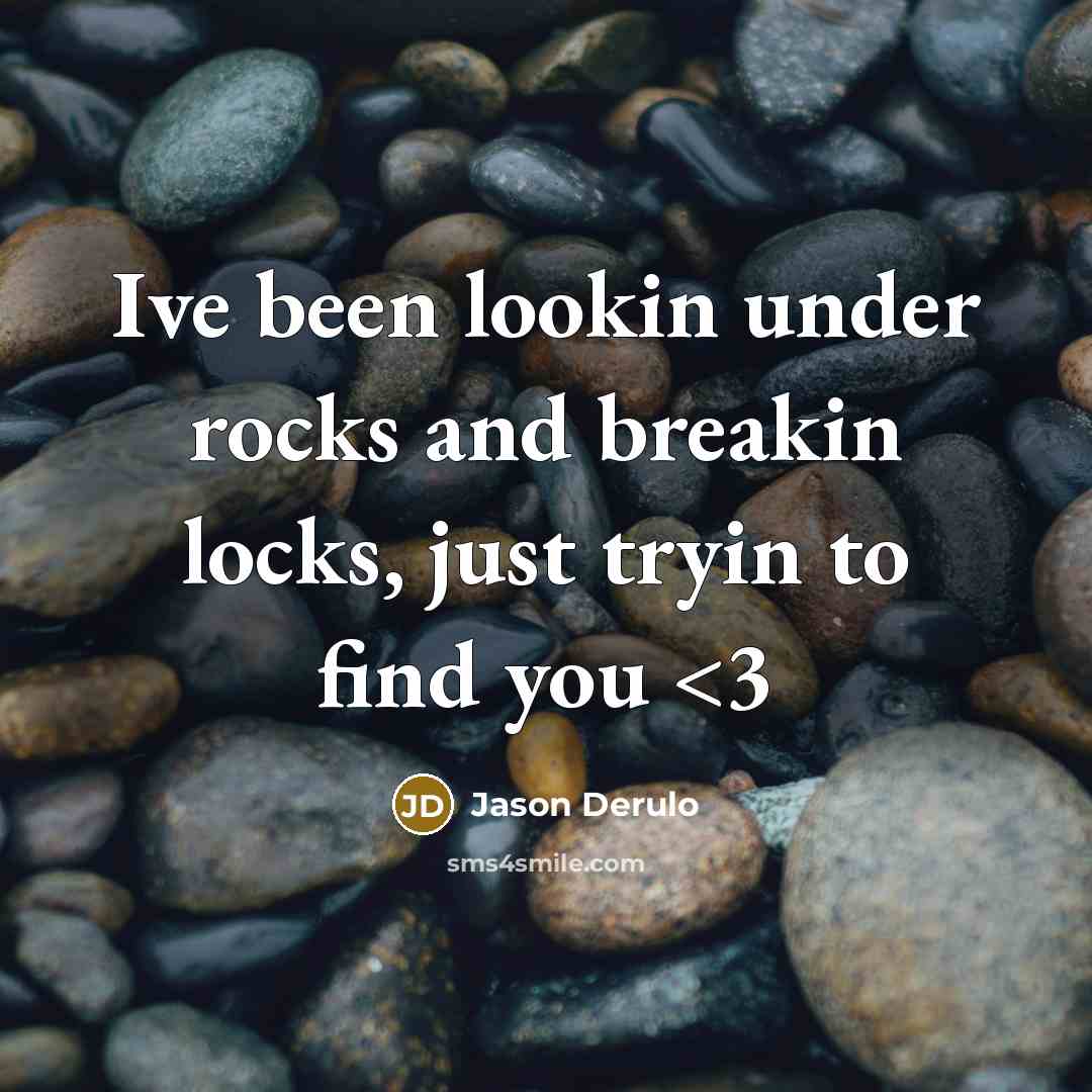 “Ive been lookin under rocks and breakin locks, just tryin to find you” quote by Jason Derulo