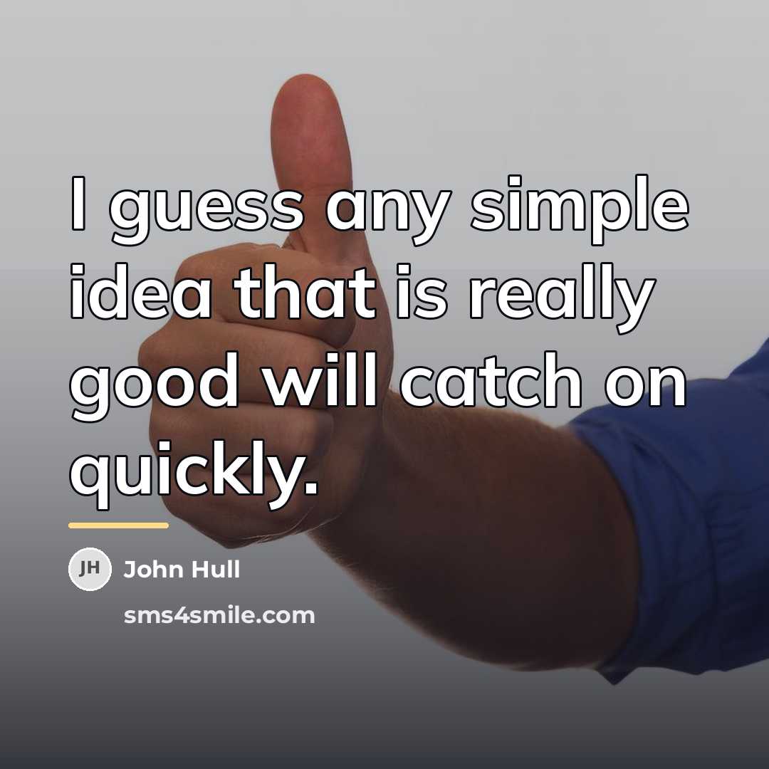 “I guess any simple idea that is really good will…” quote by John Hull