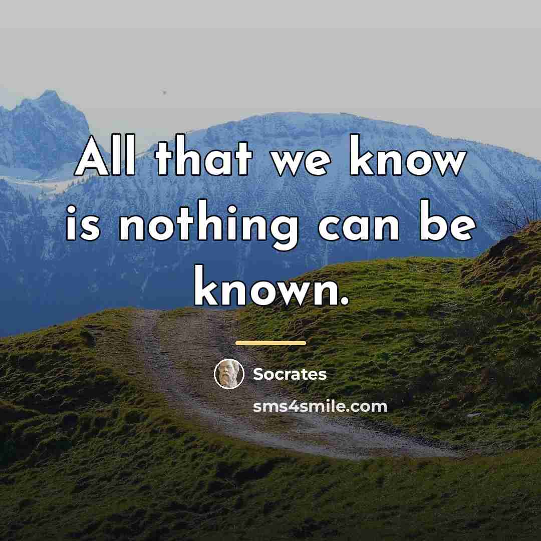 “All that we know is nothing can be known.…” quote by Socrates