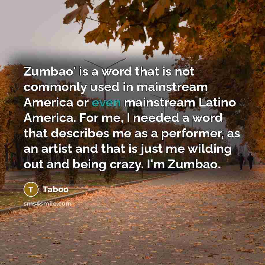 “Zumbao' is a word that is not commonly used in…” quote by Taboo