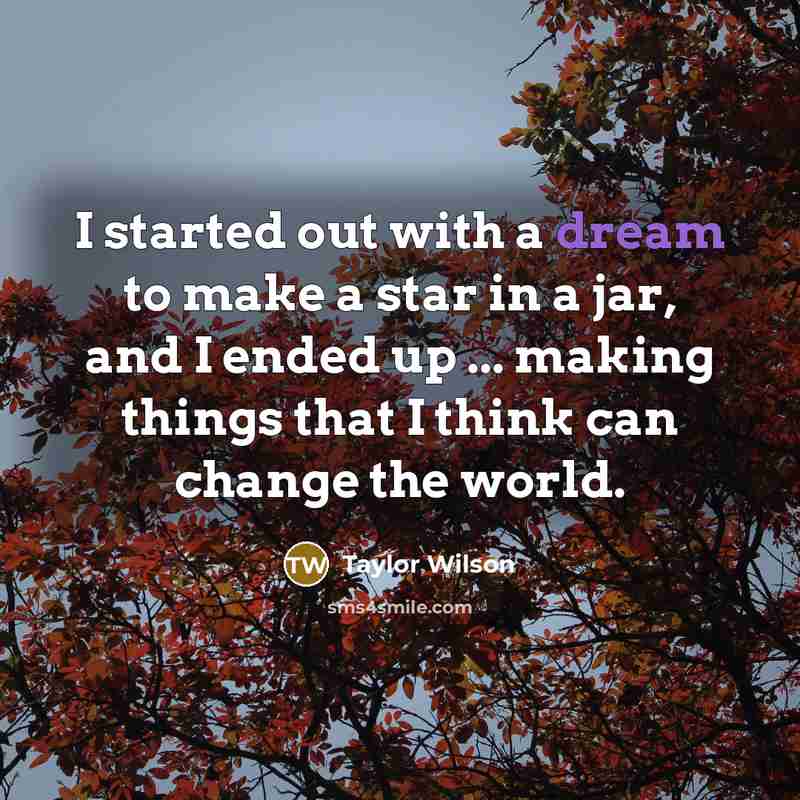 “I started out with a dream to make a star…” quote by Taylor Wilson