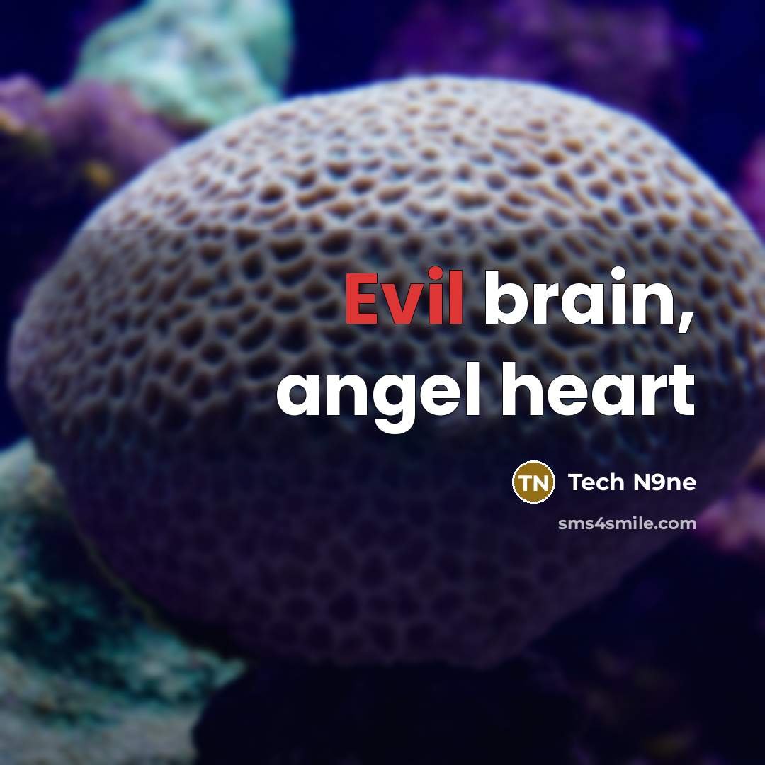 “Evil brain, angel heart” quote by Tech N9ne