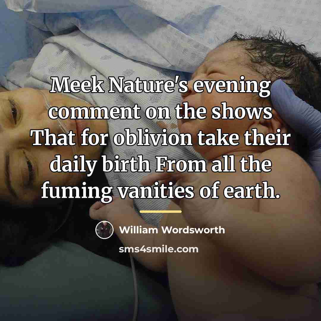 “Meek Nature's evening comment on the shows That for oblivion…” quote by William Wordsworth