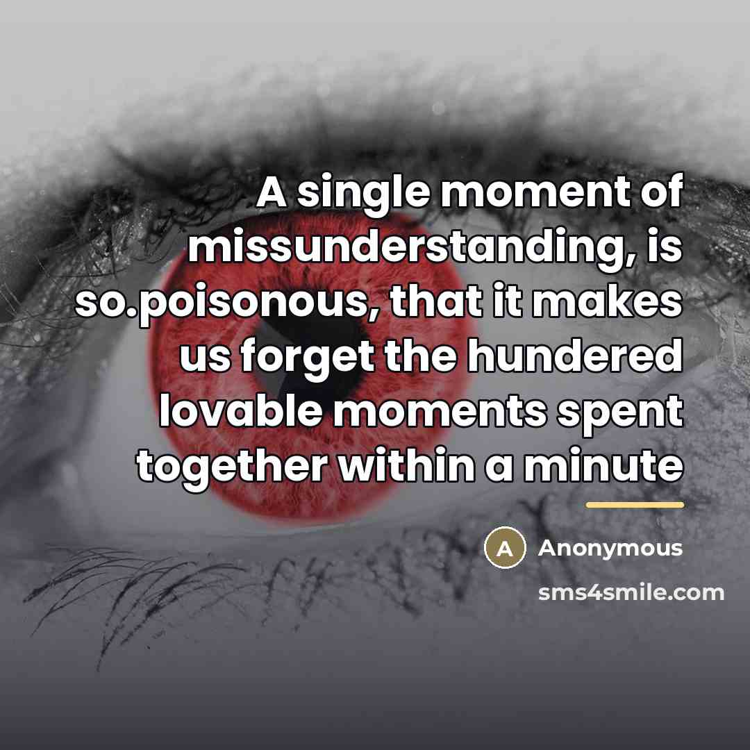 “A single moment of missunderstanding, is so.poisonous, that it makes…” quote by Anonymous