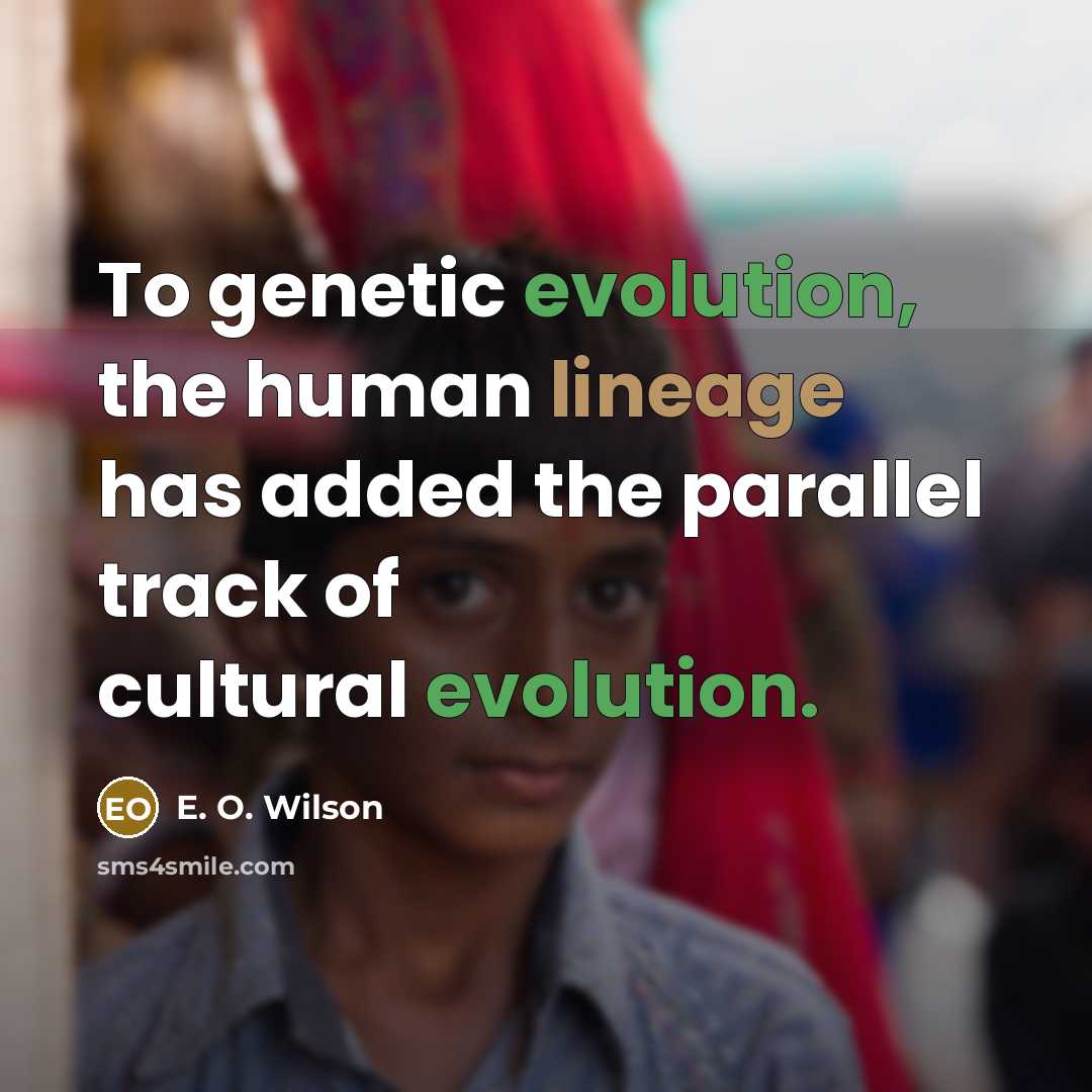 “To genetic evolution, the human lineage has added the parallel…” quote by E. O. Wilson