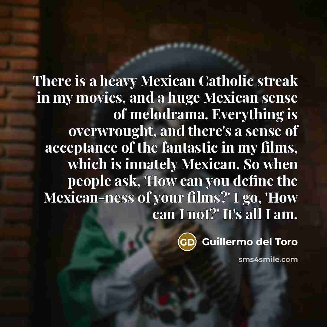 “There is a heavy Mexican Catholic streak in my movies,…” quote by Guillermo del Toro