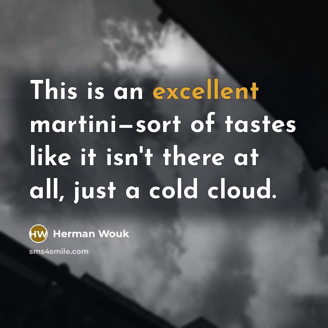 “This is an excellent martini—sort of tastes like it isn't…” quote by Herman Wouk