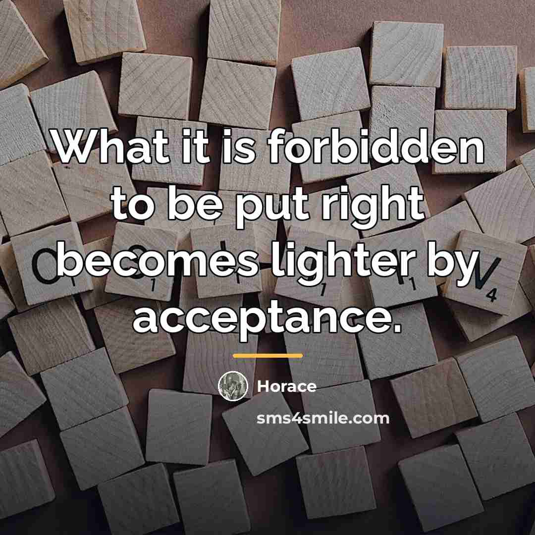 “What it is forbidden to be put right becomes lighter…” quote by Horace