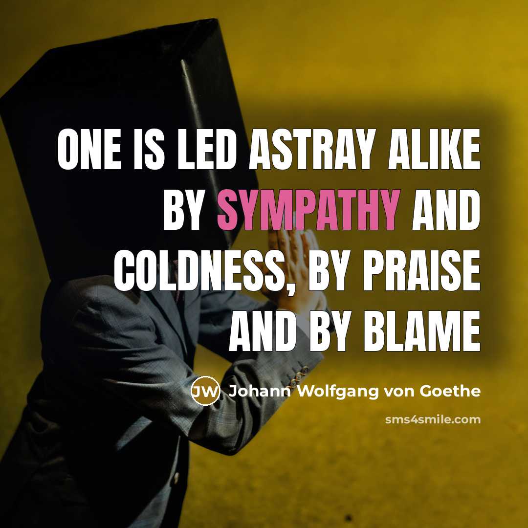 “One is led astray alike by sympathy and coldness, by…” quote by Johann Wolfgang von Goethe