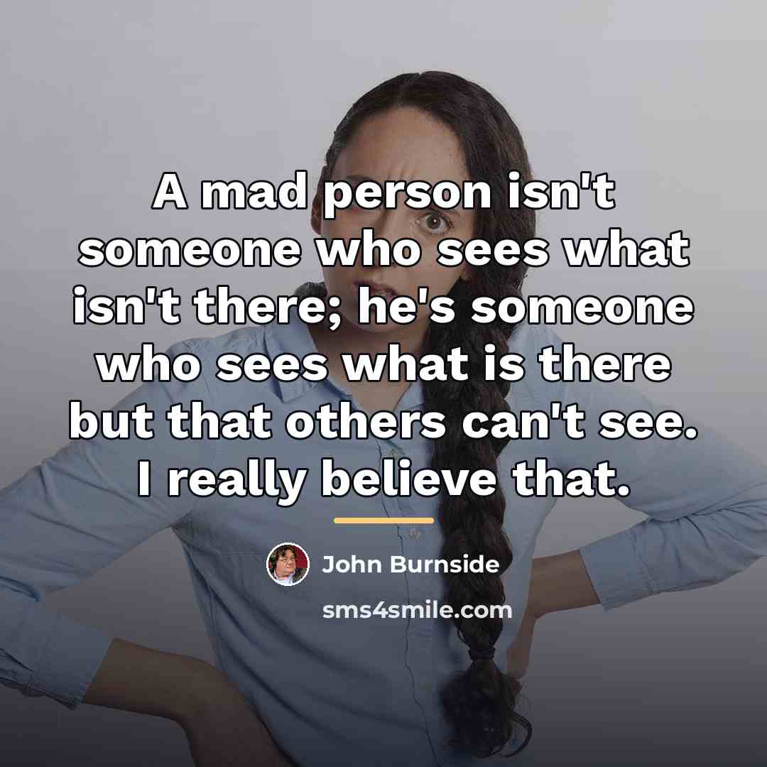 “A mad person isn't someone who sees what isn't there;…” quote by John Burnside