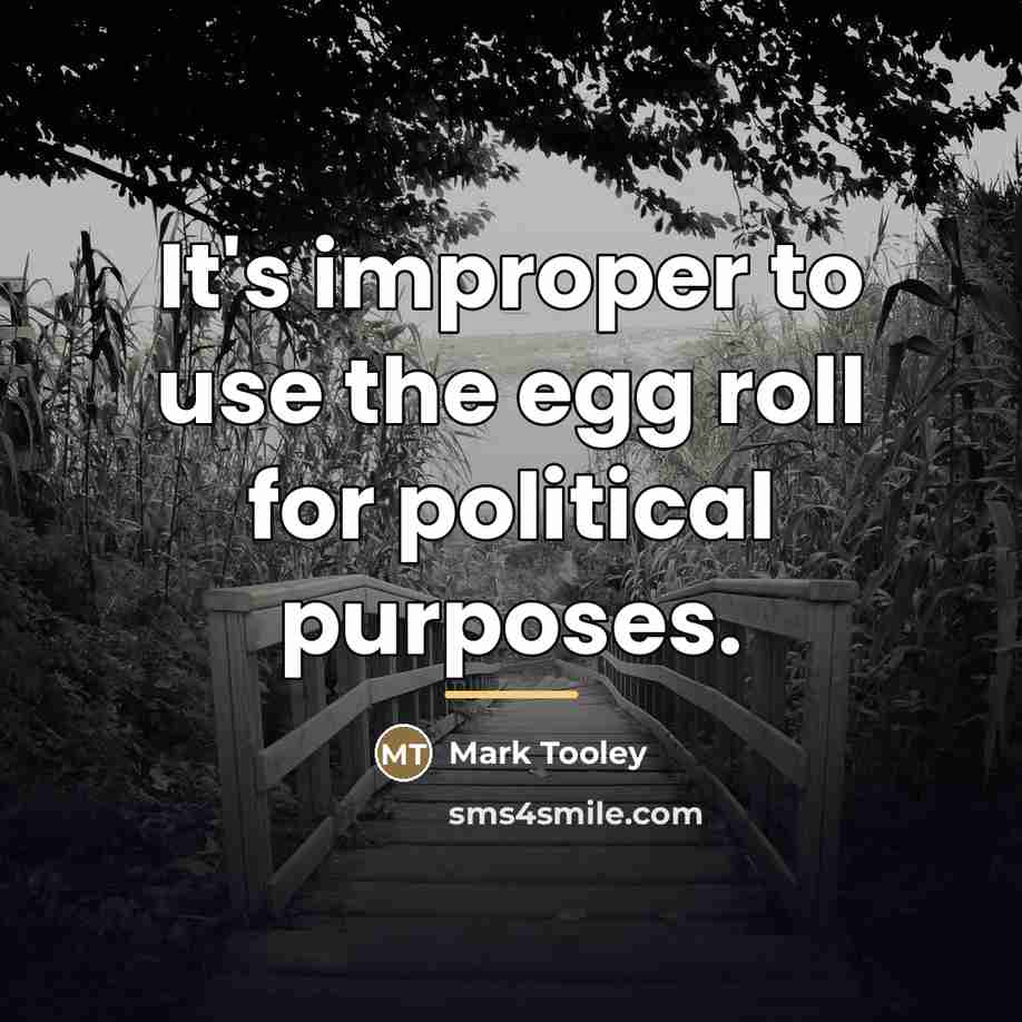 “It's improper to use the egg roll for political purposes.…” quote by Mark Tooley