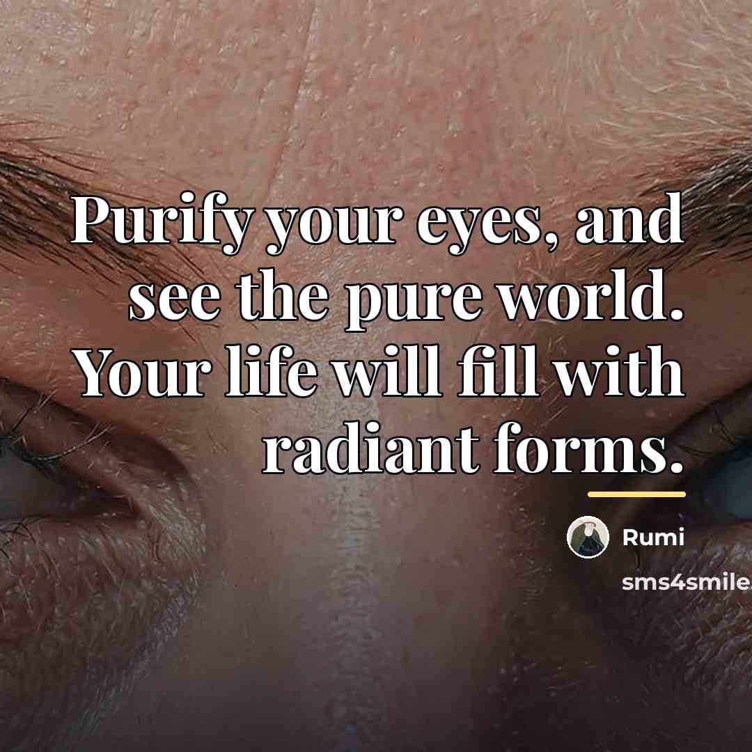 “Purify your eyes, and see the pure world. Your life…” quote by Rumi