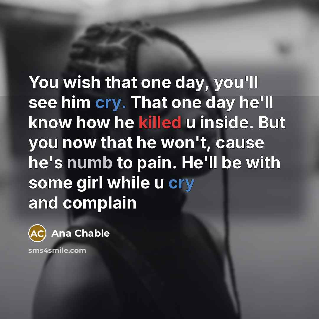“You wish that one day, you'll see him cry. That…” quote by Ana Chable
