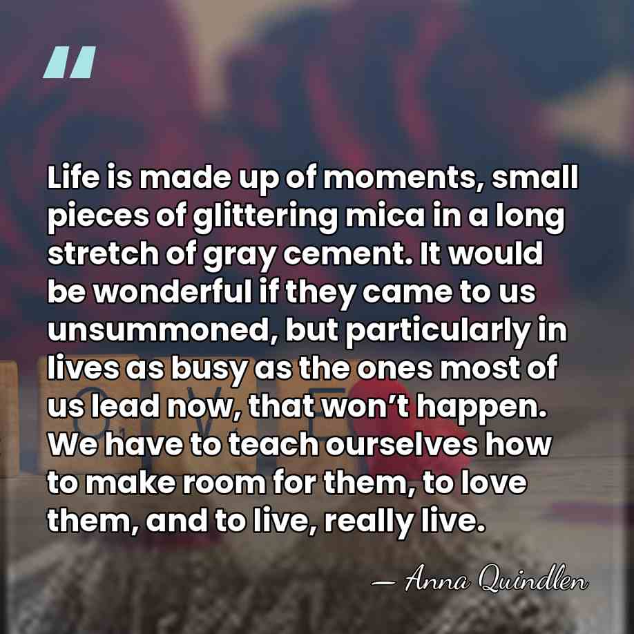 Life is made up of moments, small pieces of glittering mica in&hellip; - Anna Quindlen