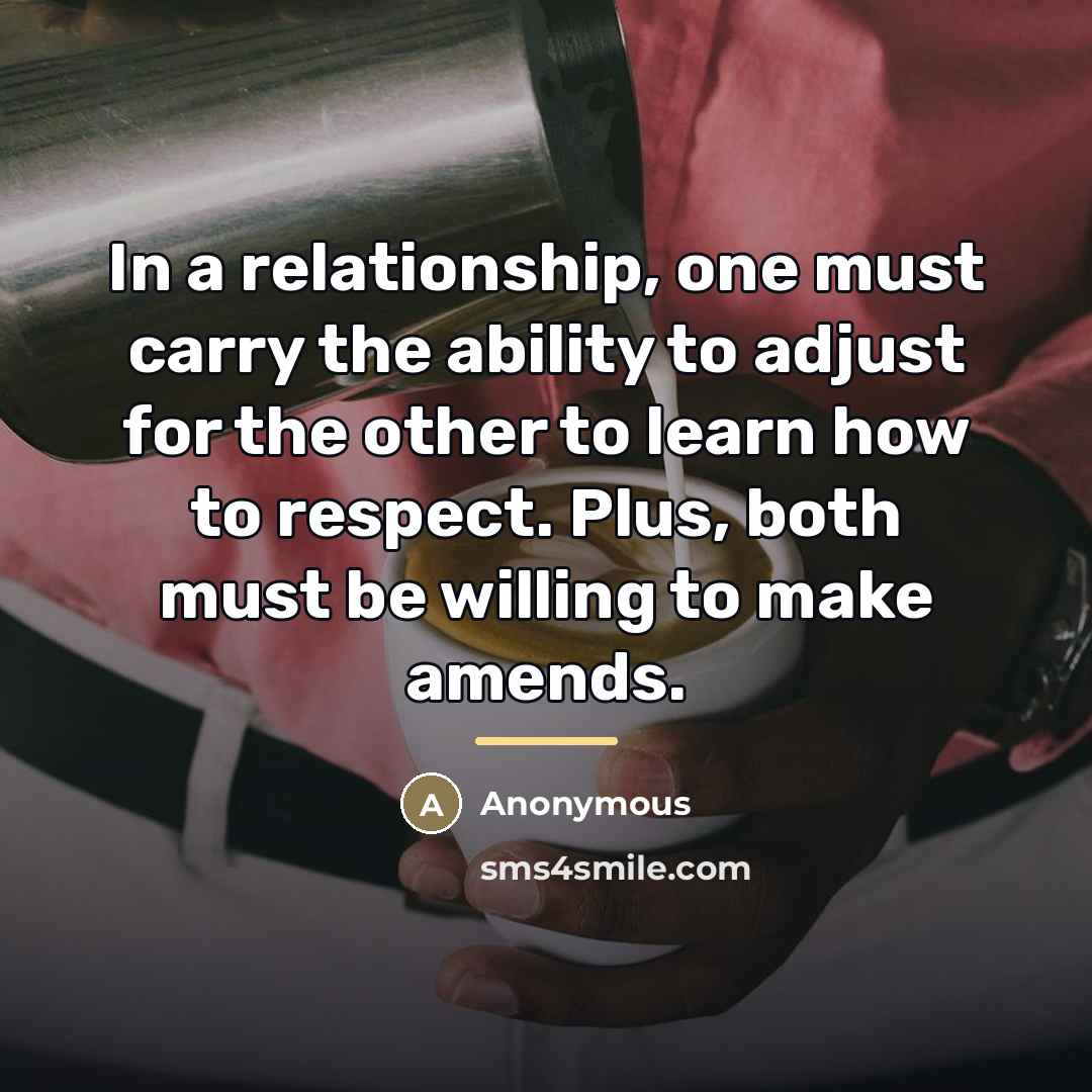 “In a relationship, one must carry the ability to adjust…” quote by Anonymous
