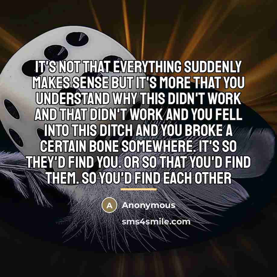 “It's not that everything suddenly makes sense but it's more…” quote by Anonymous