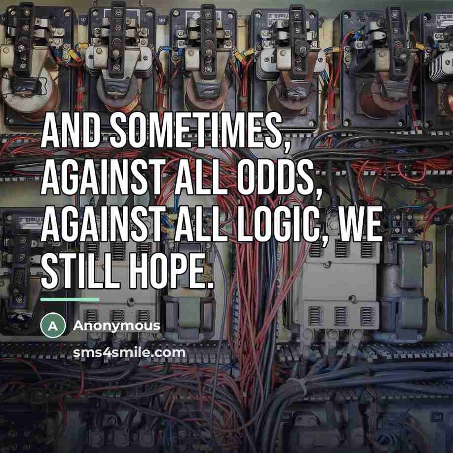 “And sometimes, against all odds, against all logic, we still…” quote by Anonymous