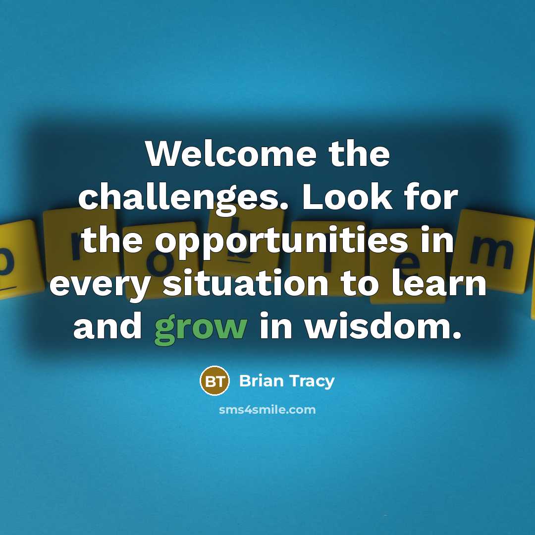 “Welcome the challenges. Look for the opportunities in every situation…” quote by Brian Tracy