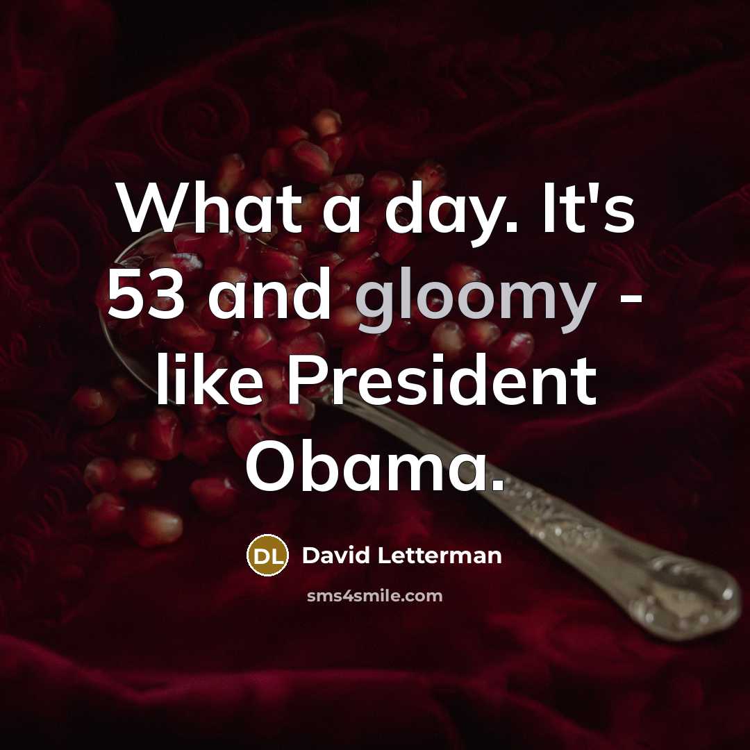“What a day. It's 53 and gloomy - like President…” quote by David Letterman