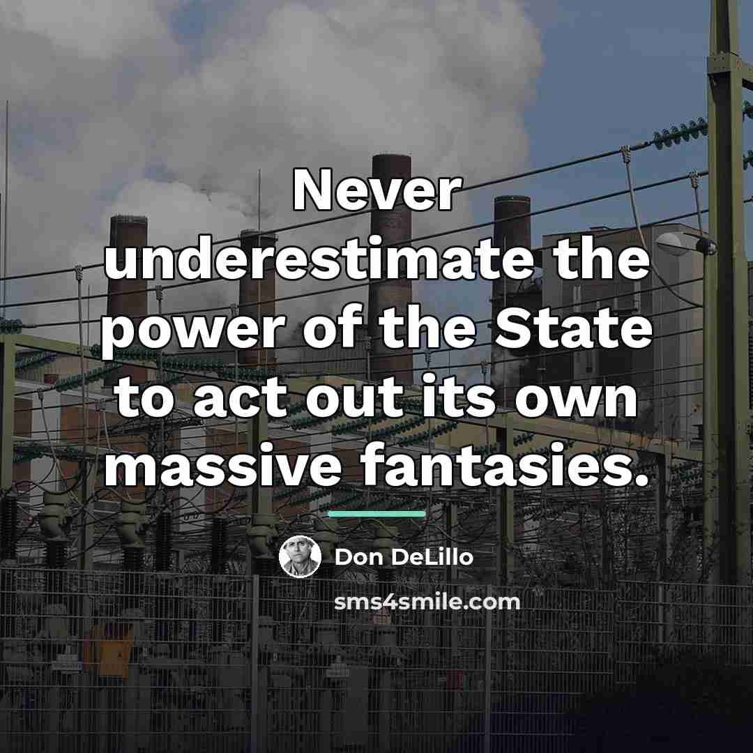 “Never underestimate the power of the State to act out…” quote by Don DeLillo