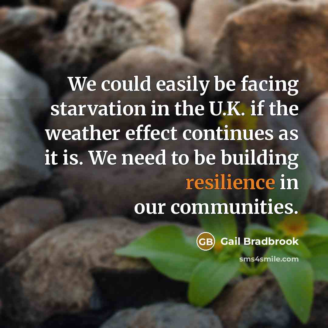 “We could easily be facing starvation in the U.K. if…” quote by Gail Bradbrook