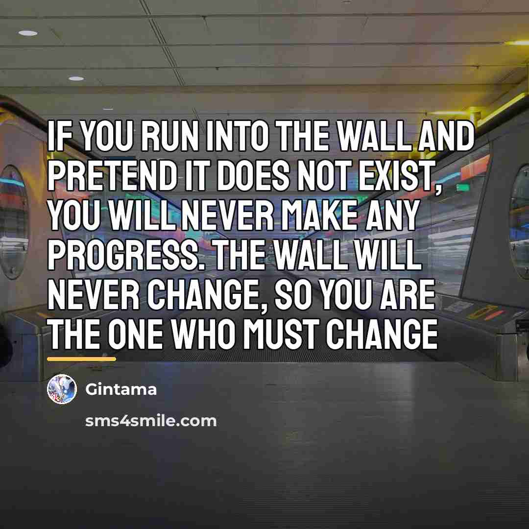 “If you run into the wall and pretend it does…” quote by Gintama