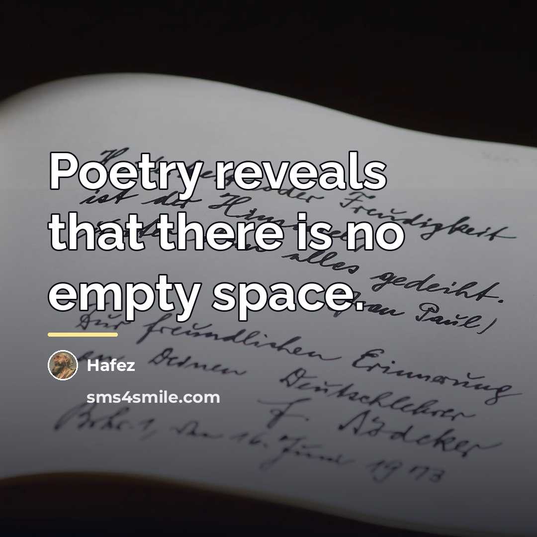 “Poetry reveals that there is no empty space.…” quote by Hafez