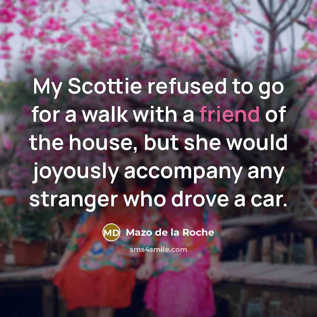 “My Scottie refused to go for a walk with a…” quote by Mazo de la Roche