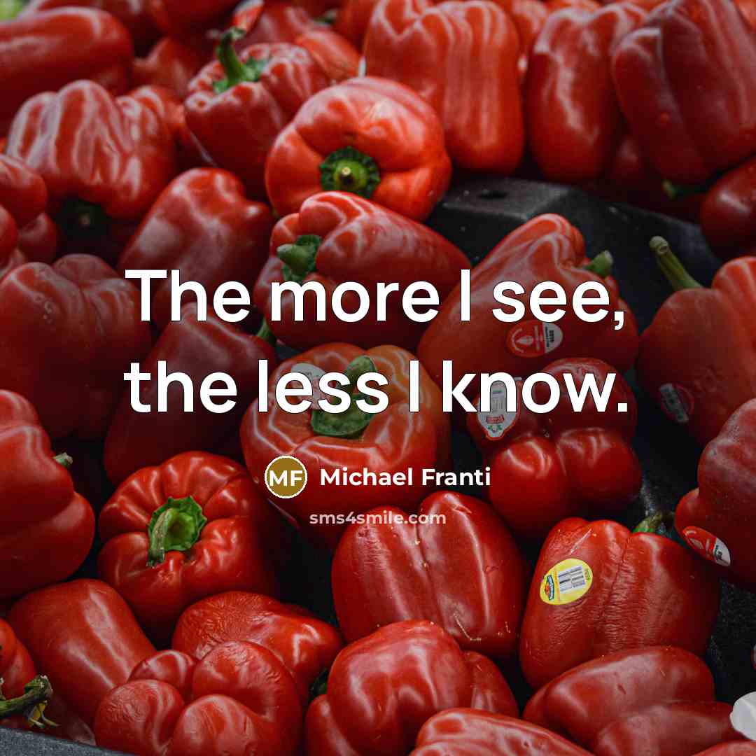 “The more I see, the less I know.…” quote by Michael Franti