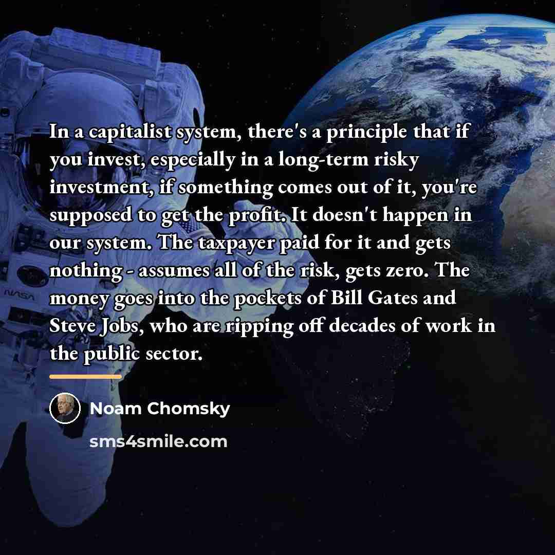 “In a capitalist system, there's a principle that if you…” quote by Noam Chomsky
