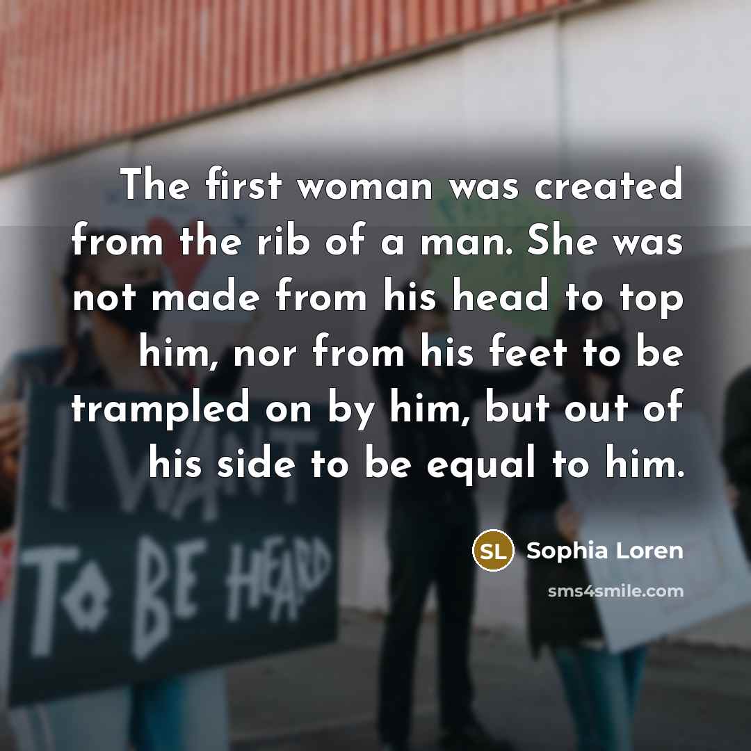 “The first woman was created from the rib of a…” quote by Sophia Loren