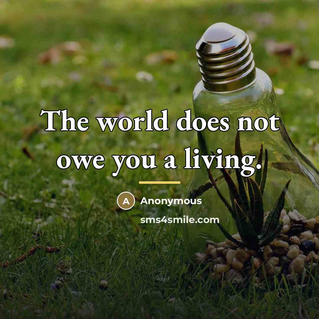 “The world does not owe you a living.…” quote by Anonymous